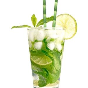 Green Paper bamboo pattern Party Straws 5 packs